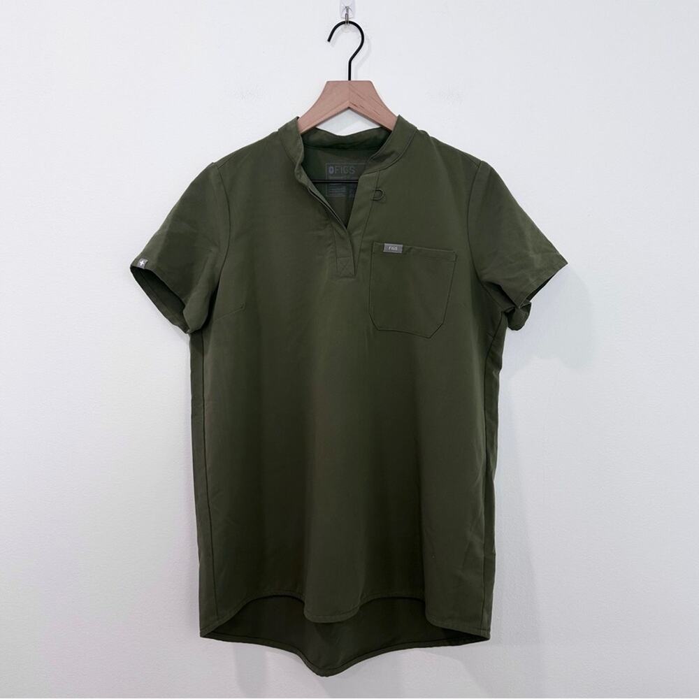 Figs Olive Green Short Sleeve Scrub Top